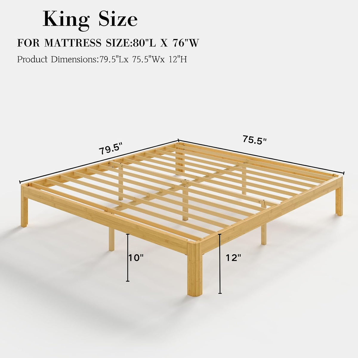 12 inch king size wood bed frame with shown in use