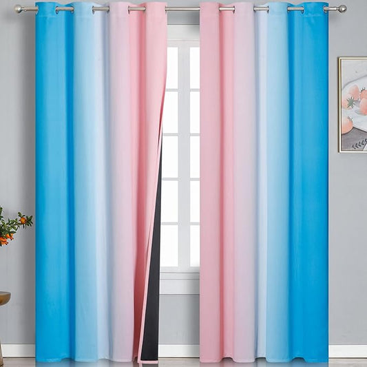 Estelar Textiler Pink and Blue Ombre Blackout Curtains 96 Inches Long, Full by ESTELARTEXTILER