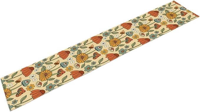 70's Boho Mushroom Table Runner, Retro Kitchen Groovy Hippie Funky Table Runner - Image 8