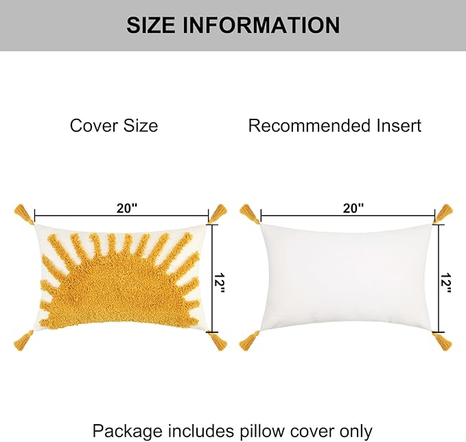 Adabana Decorative Boho Throw Pillow Covers 12x20, Lumbar Tufted Pillows Cover - Image 5