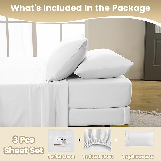 Twin Sheet Set - 3 Piece Super Soft Breathable Bed Sheet & Pillowcase Set - Image 7