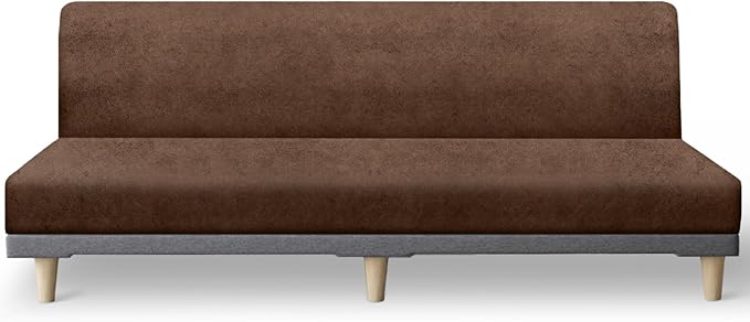 molasofa Leather Like Stretch Futon Slipcover Armless Futon Bed Sofa Cover by Molasofa