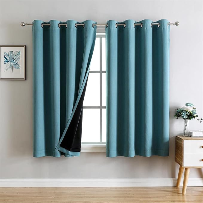 G2000 100% Blackout Curtains for Bedroom Living Room 63 Inch Length Teal Room - Image 9