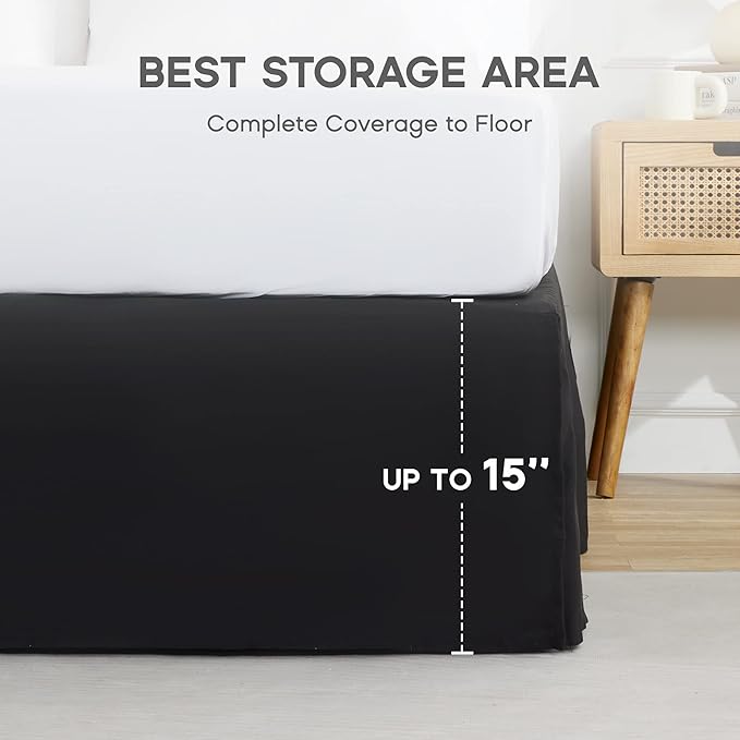 SONIVE Queen Bed Skirt, Classic Tailored Easy Fit Brushed Microfiber Skirts - Image 5