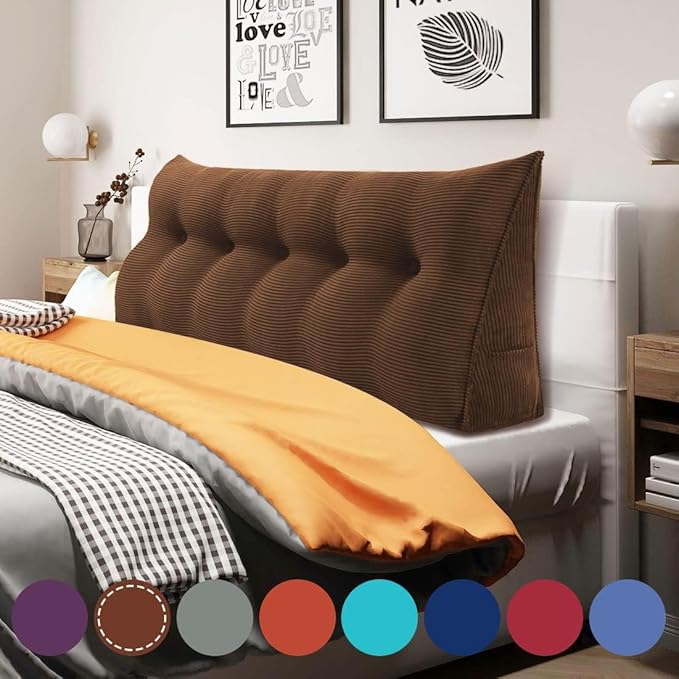 WOWMAX 100% Cotton Corduroy Headboard Pillow – Queen Size Back Support Reading by WOWMAX