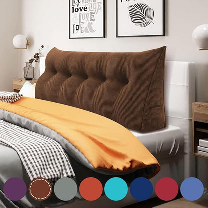WOWMAX 100% Cotton Corduroy Headboard Pillow – Queen Size Back Support Reading by WOWMAX