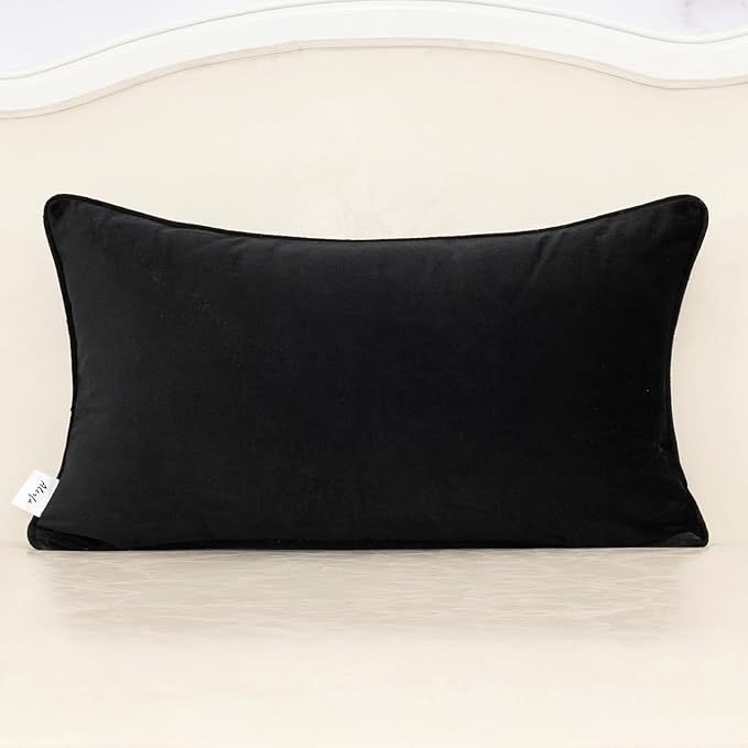 Alerfa Black Floral Throw Pillow Cover 12 x 20 Inch Cut Velvet Rectange Luxury - Image 2
