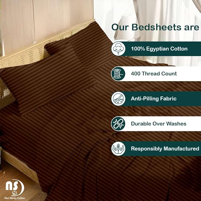 NON Sticky cotton Full Size Sleeper Sofa Sheets, 4 Piece Egyptian Cotton Bed - Image 2
