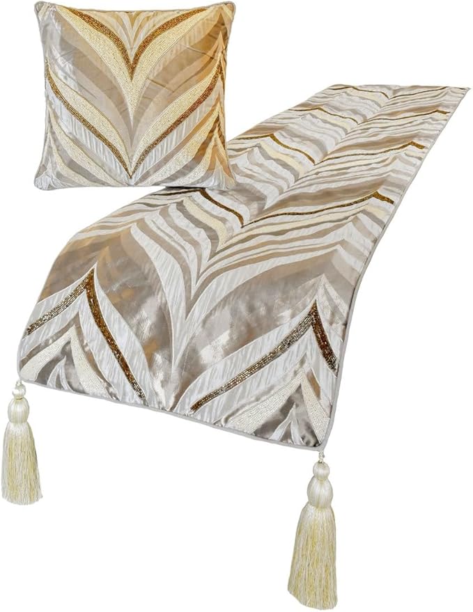 The HomeCentric King/Queen/Twin Ivory Luxury CA King 86"x18" Bed Runner - Image 4