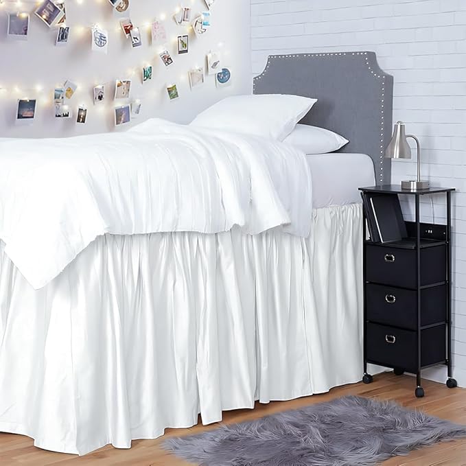 Shreem Linen Dorm Room Bed Skirt Twin XL 42 Inch Drop, 100% Microfiber Extra by SHREEM+LINEN
