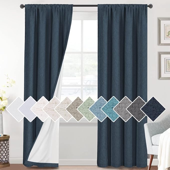 H.VERSAILTEX Linen Look 100% Blackout Curtains 84 Inches Long by HVERSAILTEX