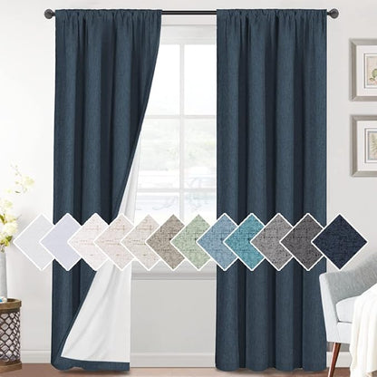 H.VERSAILTEX Linen Look 100% Blackout Curtains 84 Inches Long by HVERSAILTEX