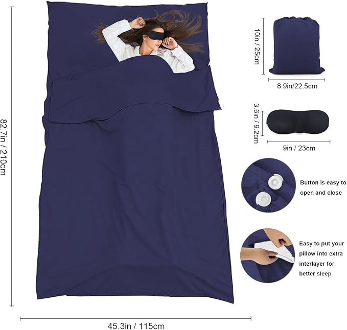 Sleeping Bag Liner, Travel Sheet & Adult Sleep Sack, Camping Sheets Travel - Image 5