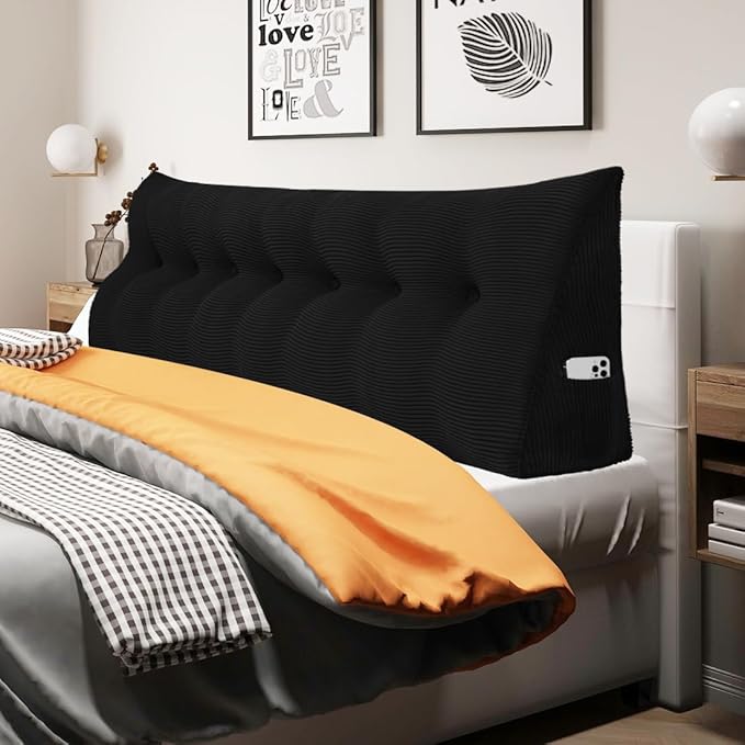 WOWMAX 100% Cotton Corduroy Headboard Pillow – King Size Back Support Reading by WOWMAX
