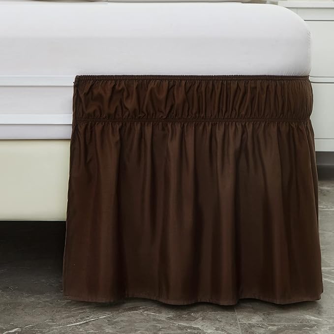 MEILA Wrap Around Bed Skirt Three Fabric Sides Elastic Dust Ruffled 14 Inch - Image 4