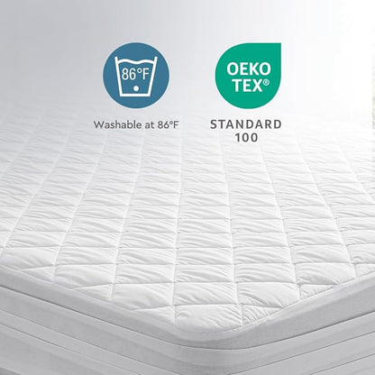 YATAS BEDDING Perle Quilted Fitted Mattress Protector, Machine Washable and - Image 3