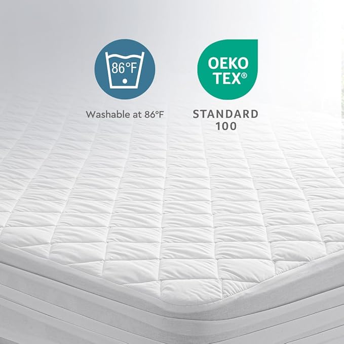 YATAS BEDDING Perle Quilted Fitted Mattress Protector, Machine Washable and - Image 3