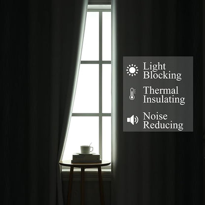Estelar Textiler Stone Blue and Greyish White Blackout Curtains 63 Inch Length - Image 3