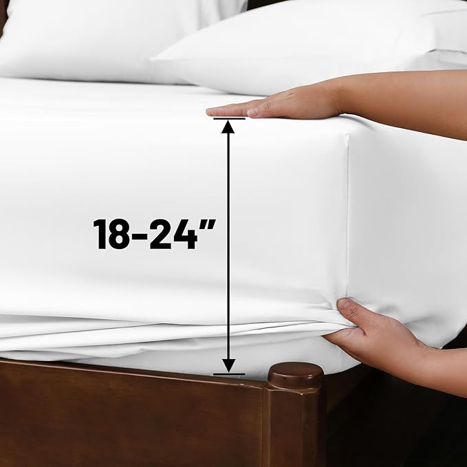 Extra Deep Pocket California King Sheets 18-24 Inch 100% Egyptian Cotton 1000 - Image 5