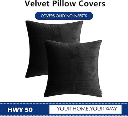 HWY 50 Black Velvet Throw Pillow Covers 22x22 Inch - Image 6