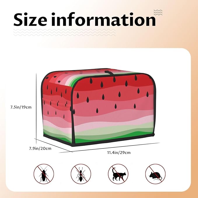 Cute Fruit Red Green Watermelon 2 Slice Toaster Cover, Waterproof Toaster Dust - Image 6