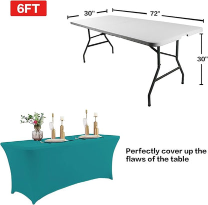 IVAPUPU 6FT Table Cloth for Rectangular Fitted Events Stretch Lake Blue Table - Image 3