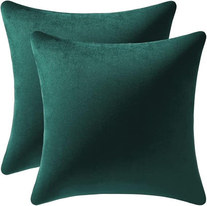 Decorative Pillow Covers 24x24 Green Christmas: 2 Pack Cozy Soft Velvet Square by DEZENE