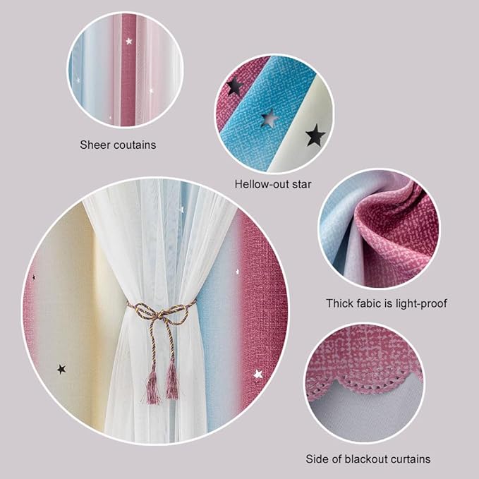 FANLI Ombre Rainbow Blackout Curtains - Image 3