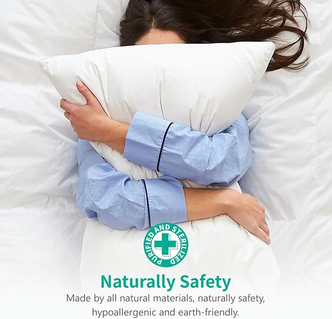 APSMILE Organic 20x20 Feather Down Throw Pillow Inserts Set of 2, 100% Cotton - Image 8