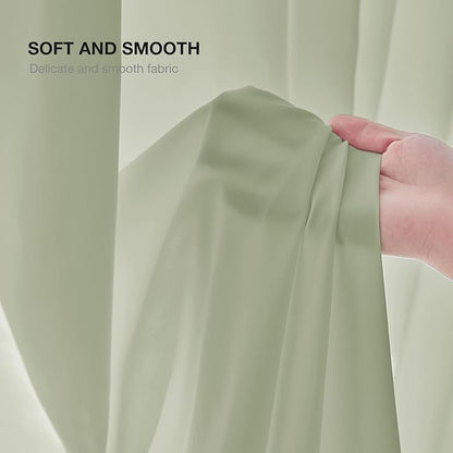 Anmao Non-See-Through Sage Green Privacy Semi Sheer Curtains - Image 8