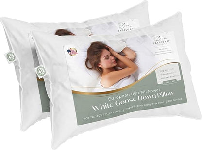 Standard Size - Set of 2 - Soft Luxury Hotel Pillow - 100% European Goose Down - Image 6