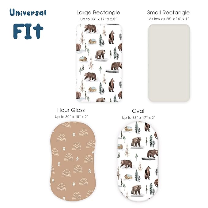 GRSSDER Stretchy Ultra Soft Fitted Bassinet Sheet Set 3 Pack, Universal Fit - Image 7