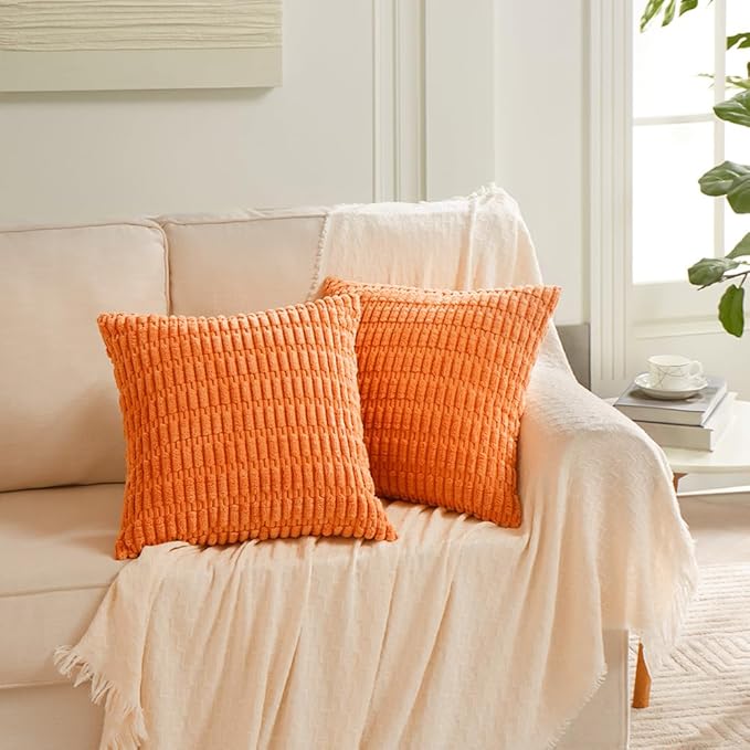 Fancy Homi 4 Packs Orange Fall Decorative Throw Pillow Covers 24x24 Inch - Image 6