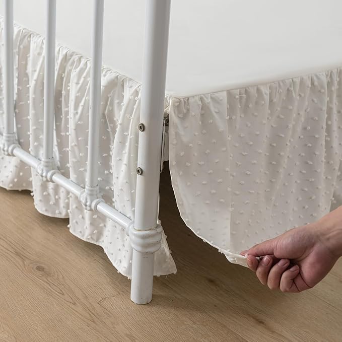 Tufted Dot Bed Skirt Queen Size Ruffled Bed Skirt - Image 2