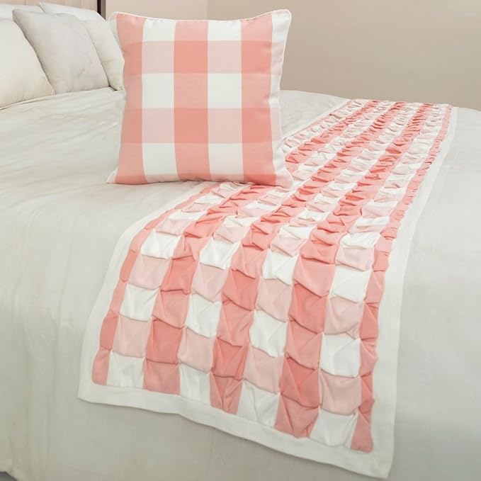 The HomeCentric King/Queen/Twin Peach Pink Decorative King 90"x18" Bed Runner - Image 4