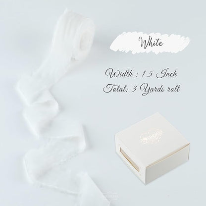 White Velvet Ribbon 1.5 Inch Frayed Silk Velvet Ribbon Rustic White Christmas - Image 2