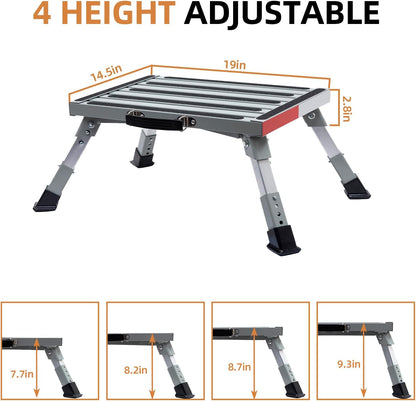 homeon wheels 19" x 14.5" large rv step shown in use
