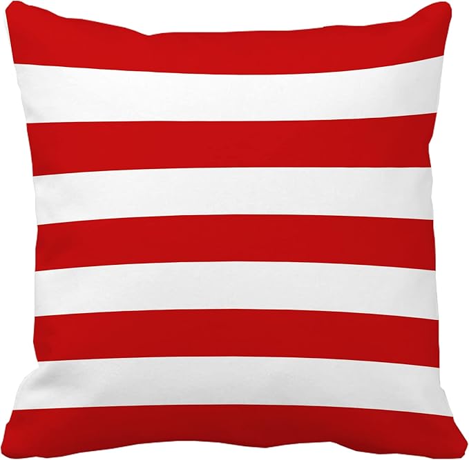 Leaveland Red and White Stripe Set of 2 18x18 Inch Cotton Polyester Square - Image 2