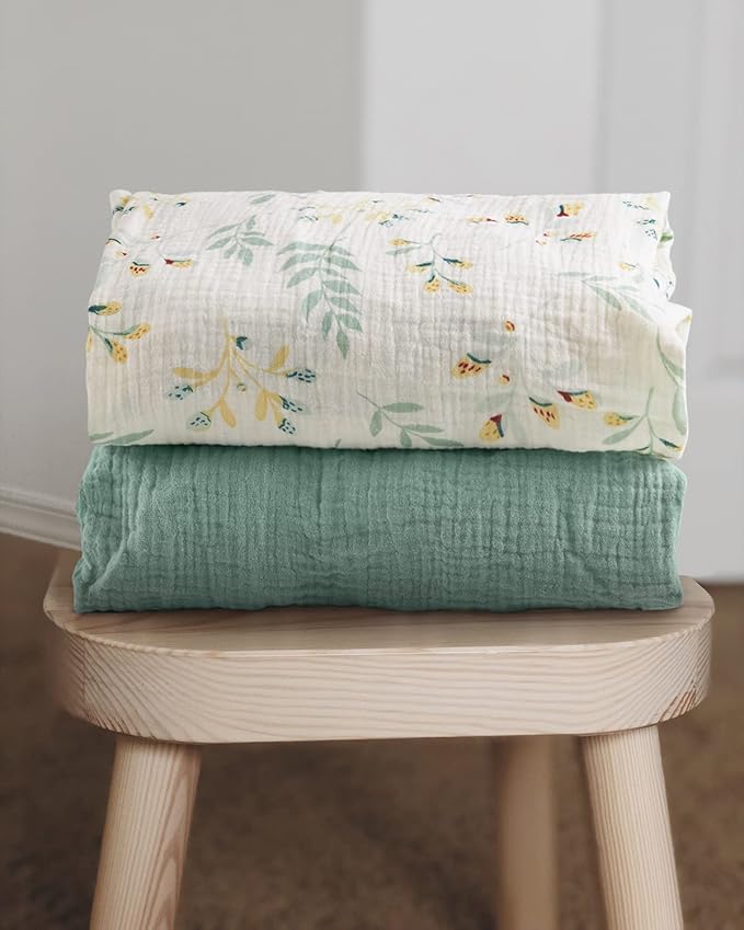 Blissful Diary Muslin Mini Crib Sheets, Pack and Play Mattress Sheets Fitted - Image 3