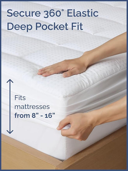 Mattress Pad Cal King Size – Quilted Fitted Mattress Protector – Cotton Pillow - Image 4