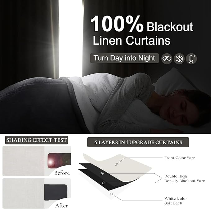 Extra Wide Room Darkening 96 Inch Curtains 2 Panels Set - Image 2
