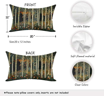 Rustic William Morris Inspired Autumn Forest Decor Pillow Covers 12x20 - Image 2