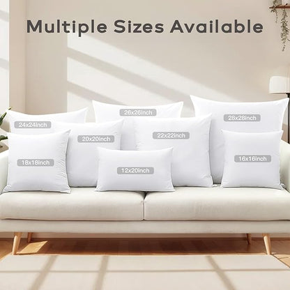 SAVORI Set of 2 Down and Feather Throw Pillow Inserts 24x24 Soft Fluffy Pillow - Image 6