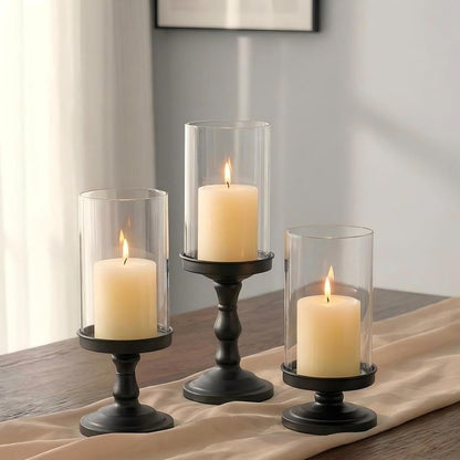 NUPTIO Pillar Candle Holder for Halloween: Hurricane Glass Candleholder