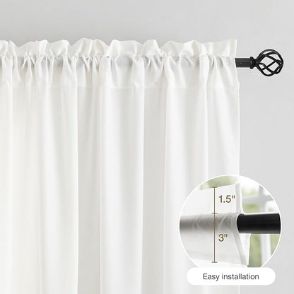 Anmao Non-See-Through Off White Privacy Semi Sheer Curtains - Image 7