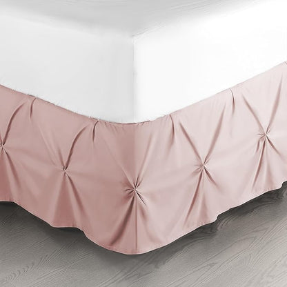 Nestl Blush Pink Bed Skirt Twin Size, Pinch Pleat Twin Bed Skirt, Hotel Quality by Nestl