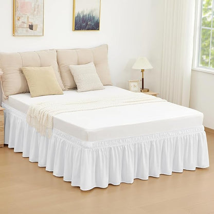 RIMELA Bed Skirt Full Size Moon White 15 Inch Drop, Wrap Around Elastic Bedskirt - Image 7
