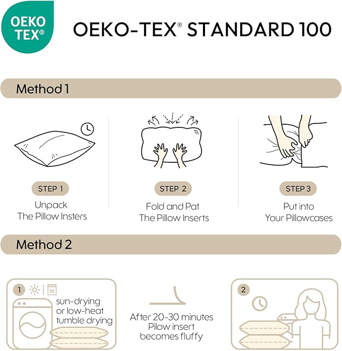 Feather Throw Pillow Inserts Set of 4, Soft Fluffy Square 20 x 20 Inches - Image 4