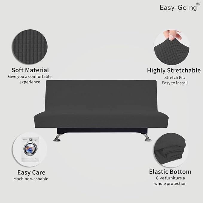 Easy-Going Stretch Futon Slipcover Armless Futon Bed Cover Furniture Protector - Image 3