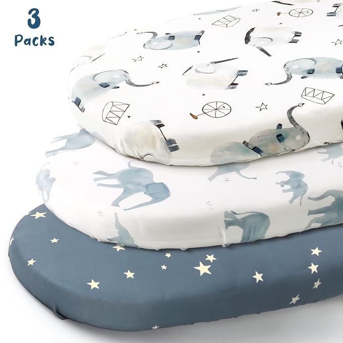 Stretchy Ultra Soft Fitted Bassinet Sheets Set 3 Pack, Universal Fit - Image 2
